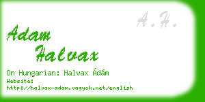 adam halvax business card